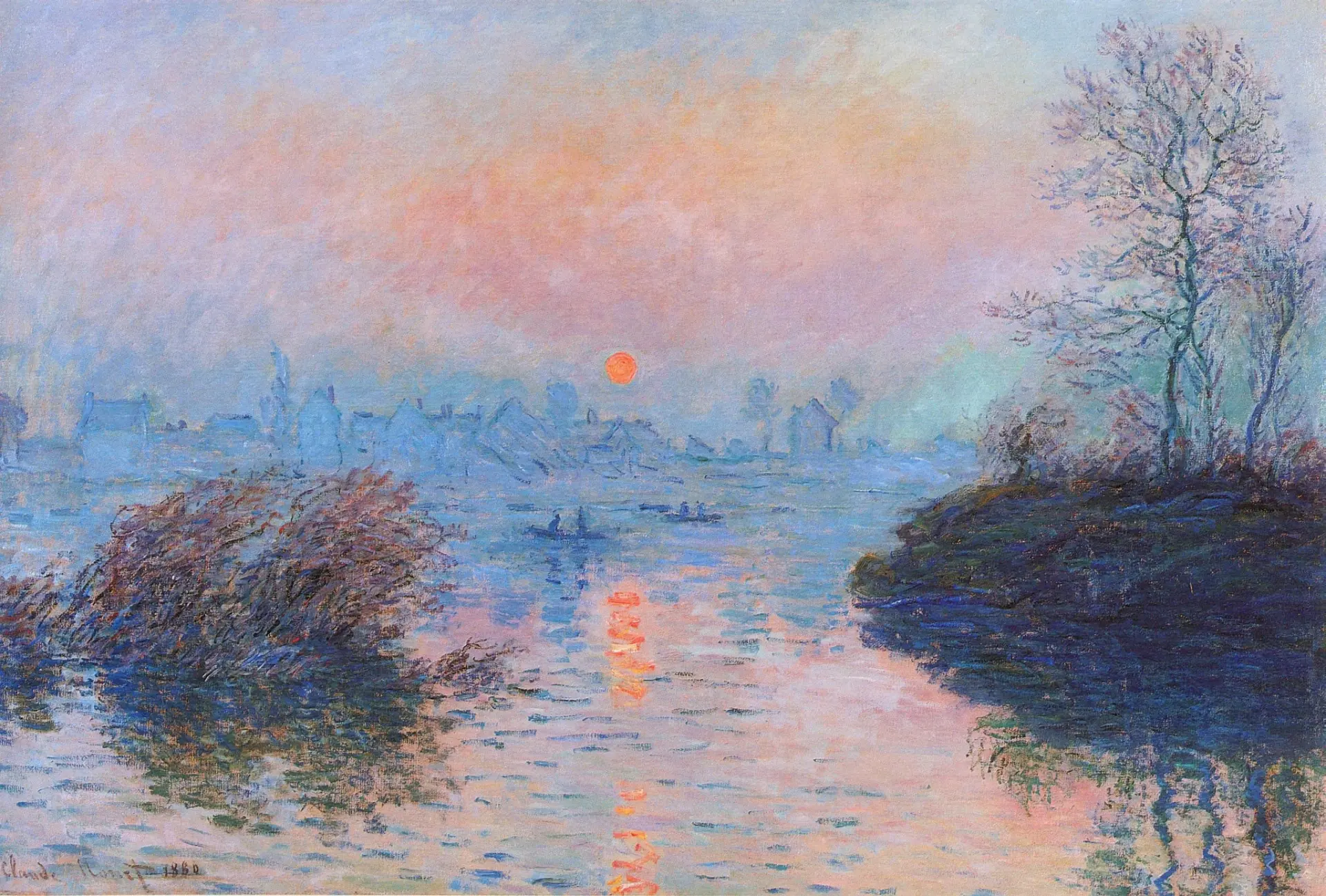 Claude Monet, Sunset on the Seine in Winter